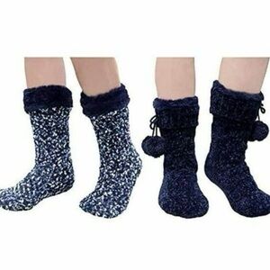 Jane and Bleecker Navy and White Slipper Socks